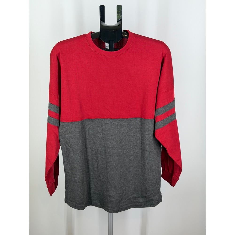 Pressbox Red Grey Colorblock Long Sleeve Spirit Jersey T-Shirt Small